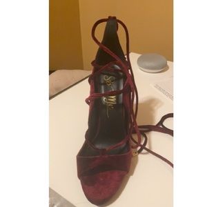 So Me Red Wine Suede Lace Up Heels